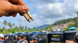 Ilustrasi penampakan selongsong peluru dalam aksi protes warga di Halmahera Tengah. (Kredfit Foto: Istimewa)